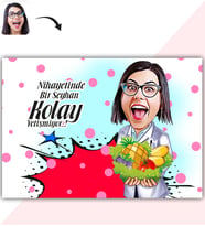 BK Gift Kişiye Özel Bayan Diyetisyen Karikatür Baskılı Yaş Pasta İçin Yenilebilir Şekerli Kağıt  1(Sadece Kağıt)
