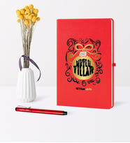 BK Gift Kişiye Özel Yılbaşı Mutlu Yıllar Temalı Kırmızı Defter Kalem Seti - 9