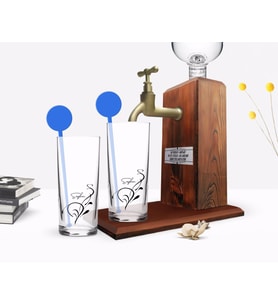 BK Gift Kişiye Özel Renkli Baskılı İsimli İkili Vodka Bardağı ve Ahşap Vodka Standı Hediye Seti-122 (Model 1)