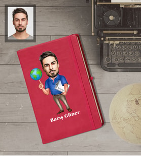 Kişiye Özel Öğretmen Karikatürlü   Kırmızı Defter Bay-10