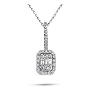 Modern Tasarım 0.22 Ct Baget Kare Tektaş Kolye