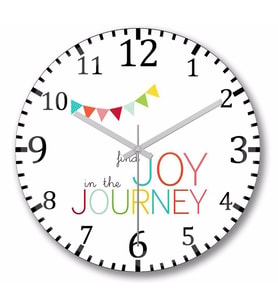 Find Joy in the Journey Duvar Saati Bombeli Gercek Cam