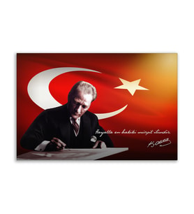 ''Güner Ofis''  Atatürk Tablosu Deri Üzerine Kanvas Tablo 80x130