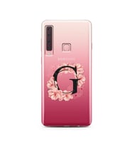 Pembe Çiçekli Harf Tasarım Süper Şeffaf Silikon Telefon Kılıfı Samsung A9 (2018)
