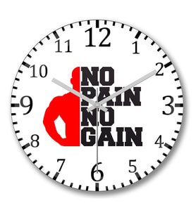 No Pain No Gain3 Duvar Saati Bombeli Gercek Cam