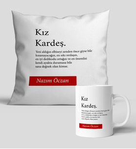 Fotoğraflı Kız Kardeş Kupa Bardak ve Yastık Set