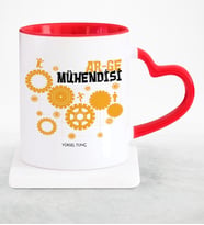 BK Gift Kişiye Özel Mesleki Arge Mühendisi Kırmızı Kalpli Kupa Bardak  2