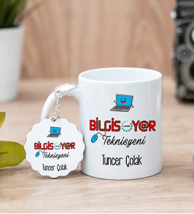 Bilgisayar Teknisyeni Beyaz Kupa Bardak Ve Anahtarlık Set