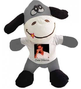 Kişiye Özel Fotoğraflı Peluş Eşek   Oyunca Peluş Eşek   Kişiye Özel Eşek (Siyah)