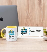 Enerji Sistemleri Mühendisi Sarı Kupa Bardak Ve Masa İsimliği Hediye Seti