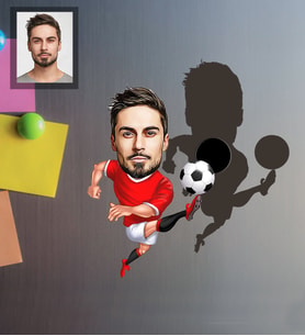 Kişiye Özel Futbolcu Karikatürlü Ahşap Magnet Bay-3