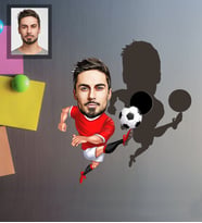 Kişiye Özel Futbolcu Karikatürlü Ahşap Magnet Bay-3