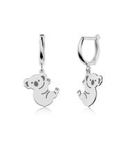Sade Koala Beyaz Gümüş Küpe
