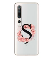 Pembe Çiçekli Harf Tasarım Süper Şeffaf Silikon Telefon Kılıfı Xiomai Mi10- Mi 1