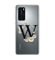 Papatya Harf Tasarım Süper Şeffaf Silikon Telefon Kılıfı Huawei P40 Pro W-Harfi