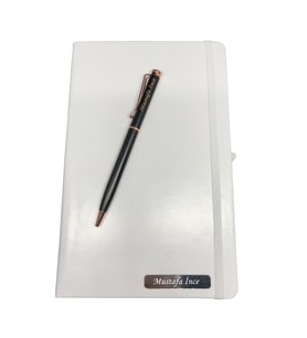 Kişiye Özel Beyaz Defter Kalem Hediye Seti