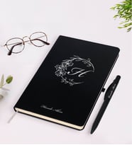 BK Gift Kişiye Özel Baş Harf İsim Tasarımlı Siyah Defter Kalem Seti-4
