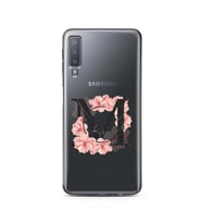 Pembe Çiçekli Harf Tasarım Süper Şeffaf Silikon Telefon Kılıfı Samsung A7 (2018)