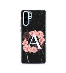 Mermer Çiçekli Harf Tasarım Süper Şeffaf Silikon Telefon Kılıfı Huawei P30 Pro A