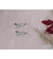 Hdmarketim Swarovski Taşlı Beyaz Sonsuzluk Temalı Nazarlı Küpe