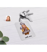 BK Gift Kişiye Özel Kadın Chef Karikatürlü Şeffaf Pleksi Anahtarlık-15 (Beyaz)