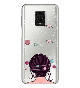 Space Girl Tasarım Süper Şeffaf Silikon Telefon Kılıfı Xiomai Redmi Note 9 Pro -