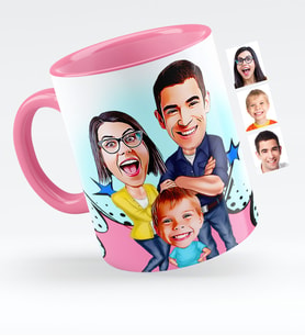 BK Gift Kişiye Özel Sevgililer Karikatürlü Pembe Kupa Bardak  7