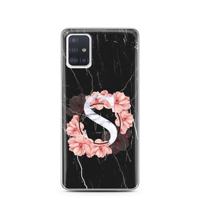 Mermer Çiçekli Harf Tasarım Süper Şeffaf Silikon Telefon Kılıfı Samsung A51 S-Ha