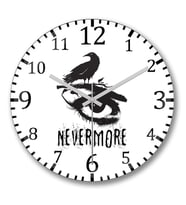 Nevermore  Edgar Allan Poe1 Duvar Saati Bombeli Gercek Cam