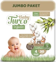 Baby Turco Bebek Bezi Doğadan Beden:4 (8-14KG) Maxi 30 Adet Jumbo Pk