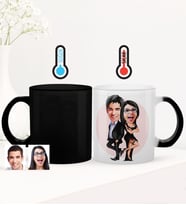 BK Gift Kişiye Özel Sevgililer Karikatürlü Sihirli Cam Kupa Bardak - 6
