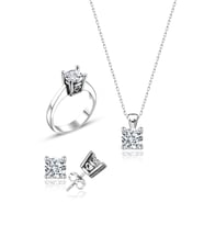 Swarovski Taşlı " TEK TAŞ " Model Tasarım Gümüş Set