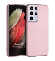 Microsonic Matte Silicone Samsung Galaxy S21 Ultra Kılıf Rose Gold