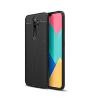 Oppo A5 2020 Kılıf Zore Niss Deri Desenli Silikon Kılıf (Siyah)