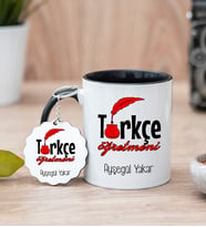 Türkçe Öğretmeni Siyah Kupa Bardak Ve Anahtarlık Set