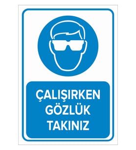 MIGNATIS - Çalışırken Gözlük Takınız Levhası - Sac Malzeme 50x70cm