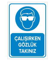 MIGNATIS - Çalışırken Gözlük Takınız Levhası - Sac Malzeme 50x70cm