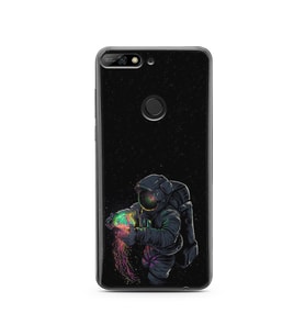 Uzay Kız Tasarım Süper Şeffaf Silikon Telefon Kılıfı Huawei Y7 2018
