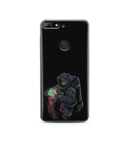 Uzay Kız Tasarım Süper Şeffaf Silikon Telefon Kılıfı Huawei Y7 2018