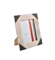 15x20cm Metal Kenarlıklı Ahşap Fotoğraf Çerçevesi (Vanilya)