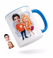 BK Gift Kişiye Özel Sevgililer Karikatürlü Mavi Kupa Bardak-54