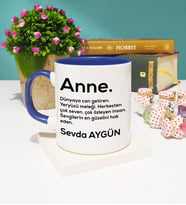 Anneler Günü Hediyesi İsme Özel Anne Kupa Bardak Lacivert