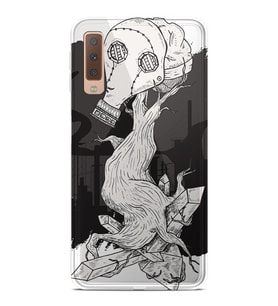 Kılıfland Samsung Galaxy A7 2018 Kılıf Silikon Resimli Kapak Gas Mask Retro Stok 442
