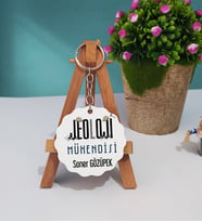 Jeoloji Mühendisi Ahşap Anahtarlık