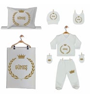 Pia Baby GL 2007 İsme Özel Taçlı Yastık Battaniye Zıbın Set