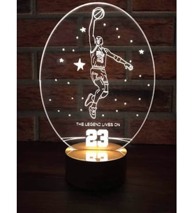 Michael Jordan Led Masa Lambası Basketbolculara Özel Hediye Ahşap Taban 7 Farklı Işık Renkli
