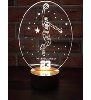 Michael Jordan Led Masa Lambası Basketbolculara Özel Hediye Ahşap Taban 7 Farklı Işık Renkli