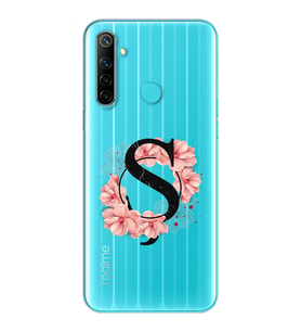 Pembe Çiçekli Harf Tasarım Süper Şeffaf Silikon Telefon Kılıfı Oppo Realmi 6i Ş-