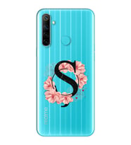 Pembe Çiçekli Harf Tasarım Süper Şeffaf Silikon Telefon Kılıfı Oppo Realmi 6i Ş-