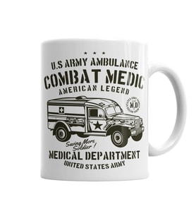 US Army Ambulance Kupa Bardak Porselen